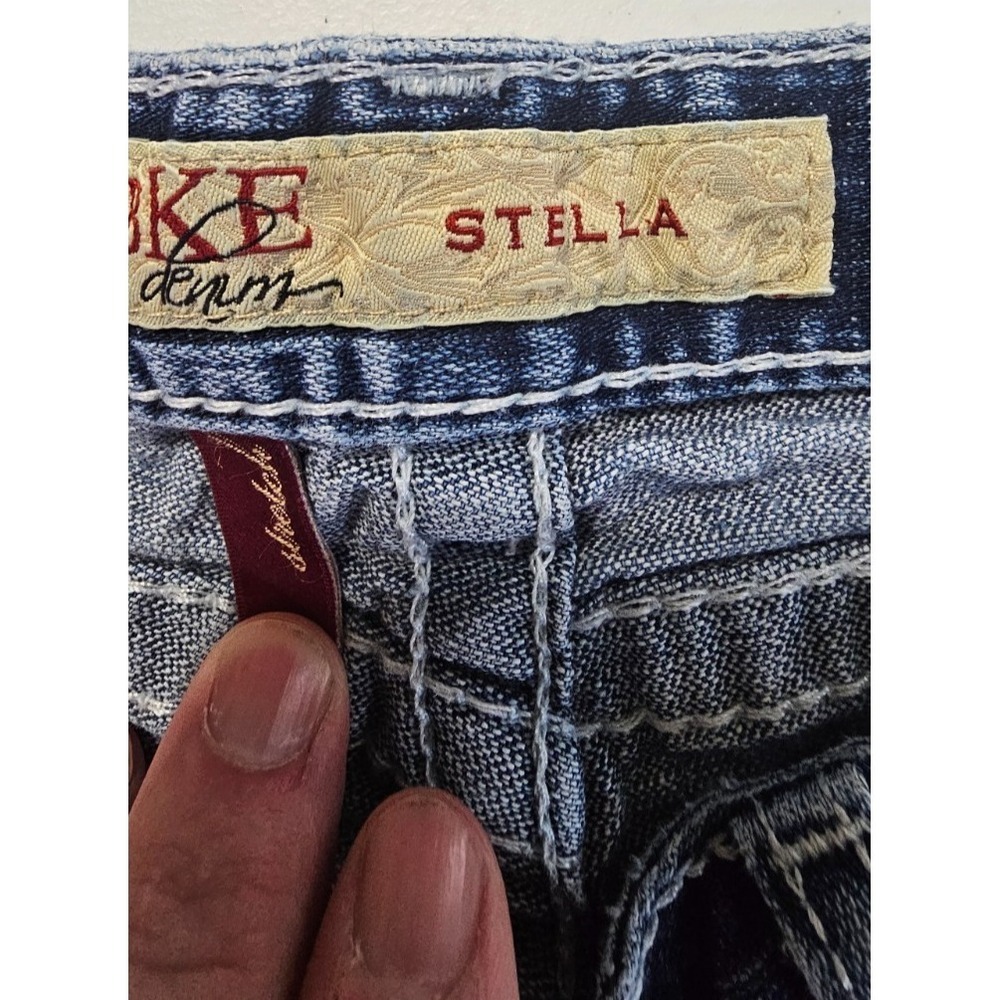 BKE Stella Womens 31R Medium Wash Bootcut Jeans Distressed Stretch Denim - Picture 3 of 4